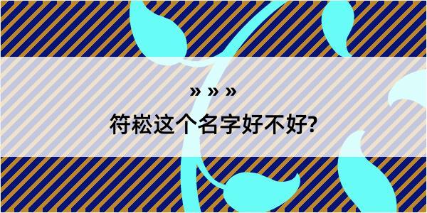 符崧这个名字好不好?