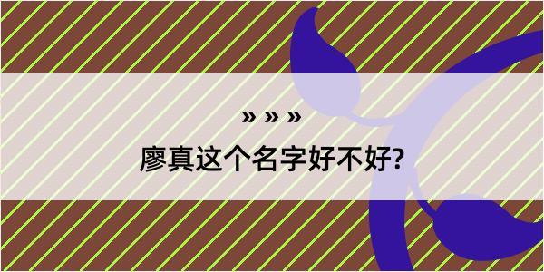 廖真这个名字好不好?