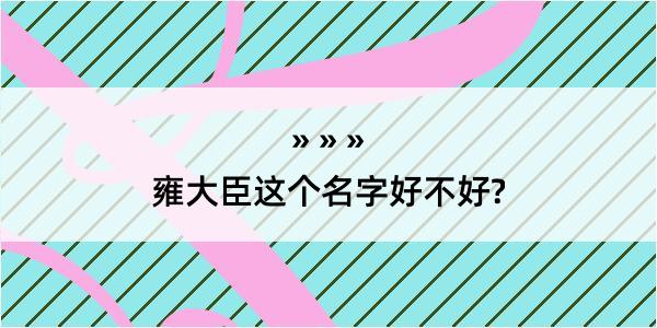 雍大臣这个名字好不好?