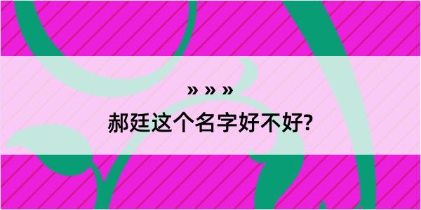 郝廷这个名字好不好?