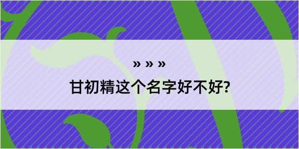 甘初精这个名字好不好?