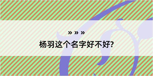 杨羽这个名字好不好?