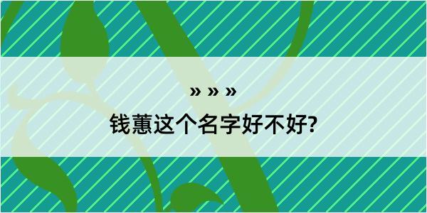 钱蕙这个名字好不好?