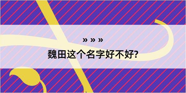 魏田这个名字好不好?