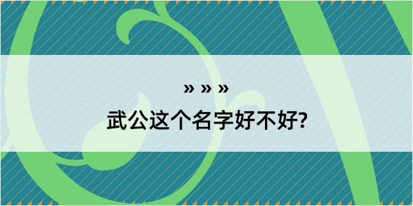 武公这个名字好不好?