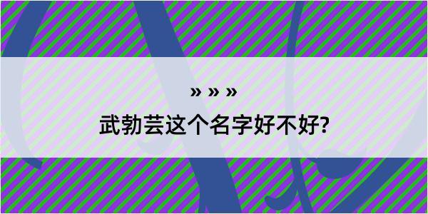 武勃芸这个名字好不好?