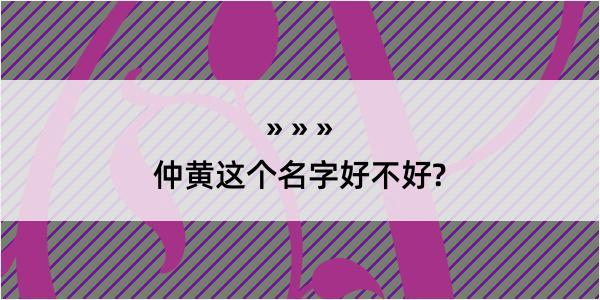 仲黄这个名字好不好?