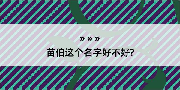 苗伯这个名字好不好?