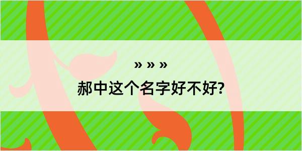 郝中这个名字好不好?