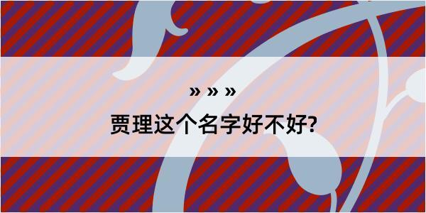 贾理这个名字好不好?