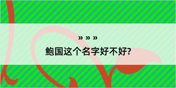 鲍国这个名字好不好?