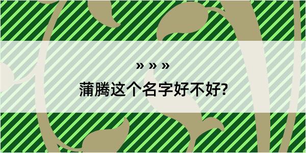 蒲腾这个名字好不好?