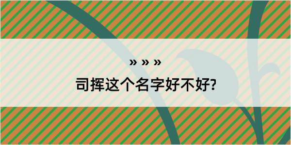 司挥这个名字好不好?