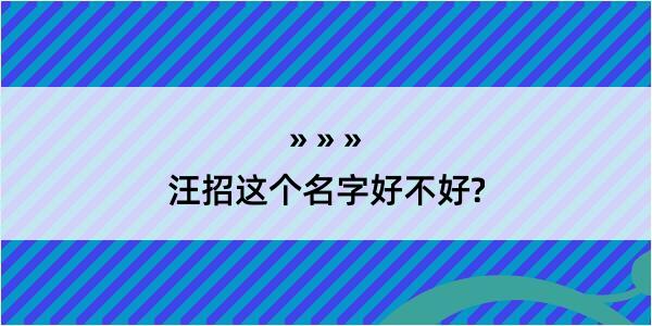 汪招这个名字好不好?