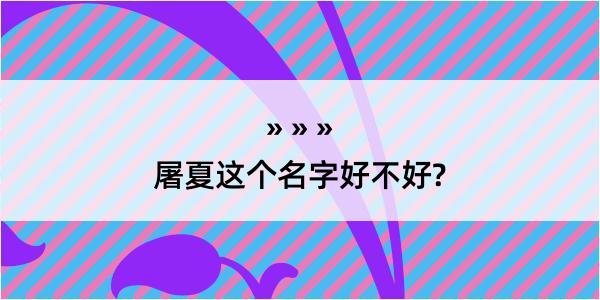 屠夏这个名字好不好?