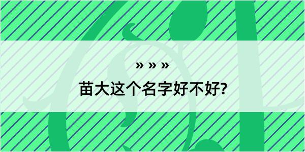 苗大这个名字好不好?