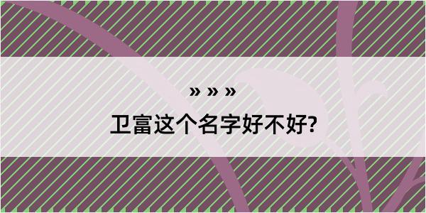 卫富这个名字好不好?