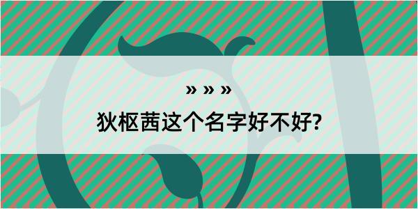 狄枢茜这个名字好不好?