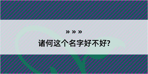 诸何这个名字好不好?