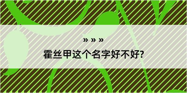 霍丝甲这个名字好不好?