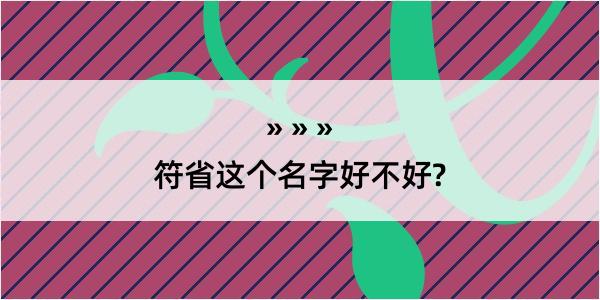 符省这个名字好不好?