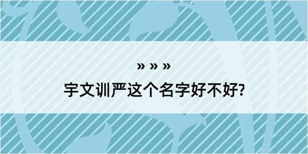 宇文训严这个名字好不好?