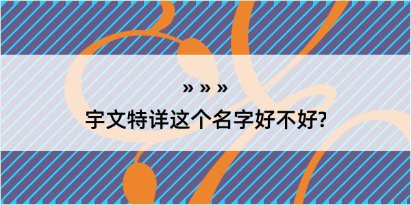 宇文特详这个名字好不好?