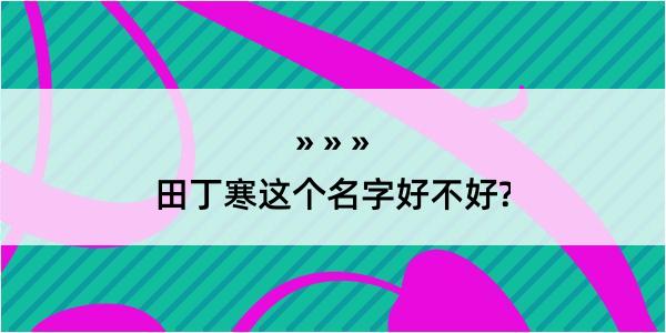 田丁寒这个名字好不好?