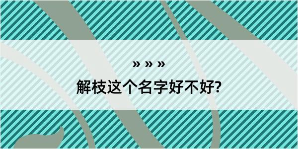 解枝这个名字好不好?