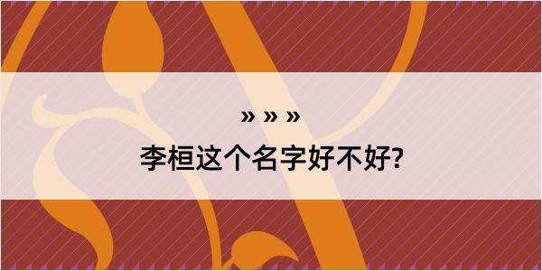 李桓这个名字好不好?