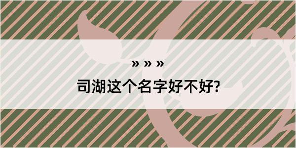 司湖这个名字好不好?