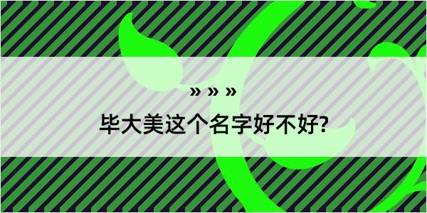 毕大美这个名字好不好?