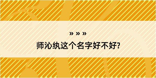 师沁纨这个名字好不好?