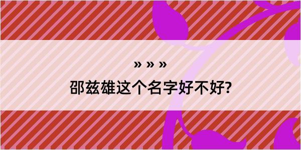 邵兹雄这个名字好不好?