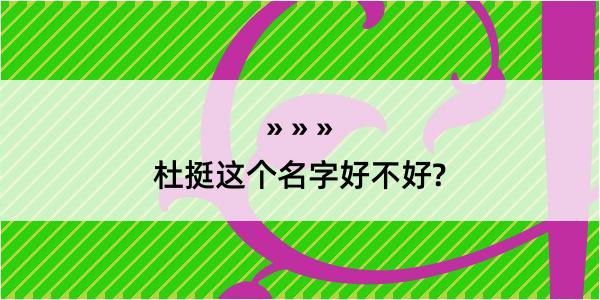 杜挺这个名字好不好?