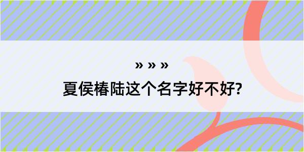 夏侯椿陆这个名字好不好?