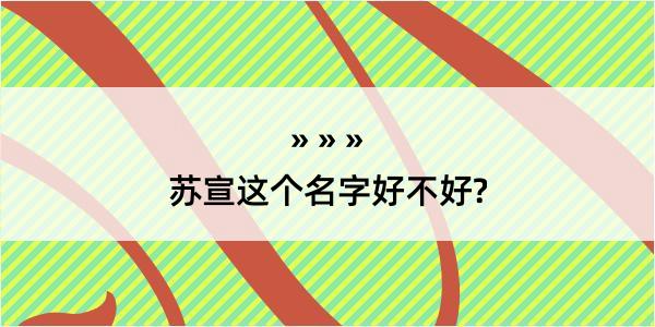 苏宣这个名字好不好?