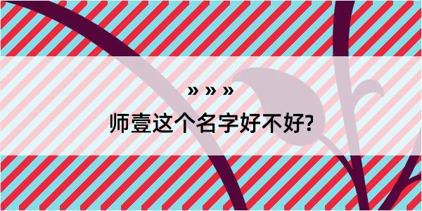 师壹这个名字好不好?