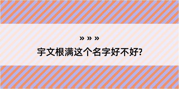 宇文根满这个名字好不好?