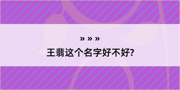 王翡这个名字好不好?