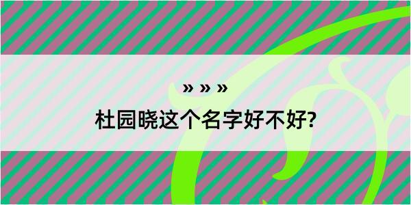 杜园晓这个名字好不好?