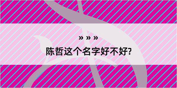 陈哲这个名字好不好?