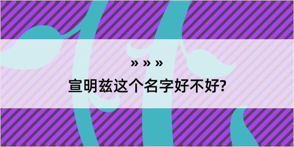 宣明兹这个名字好不好?