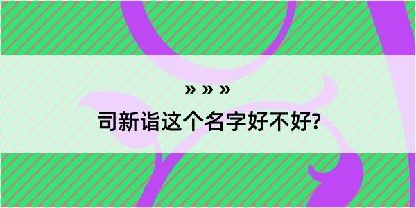 司新诣这个名字好不好?