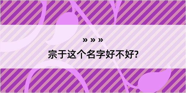 宗于这个名字好不好?