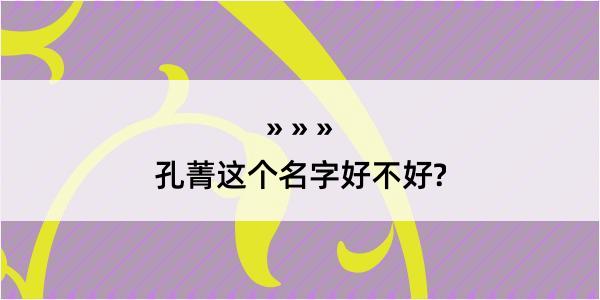 孔菁这个名字好不好?