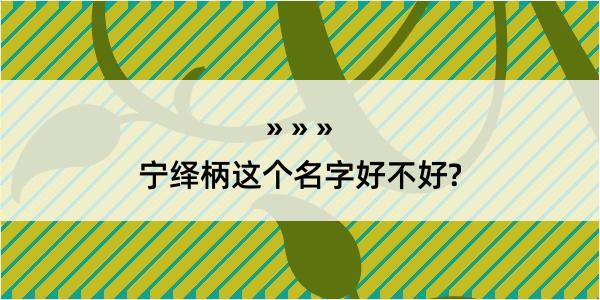 宁绎柄这个名字好不好?