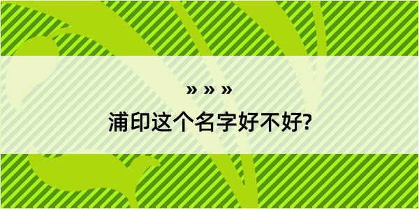 浦印这个名字好不好?