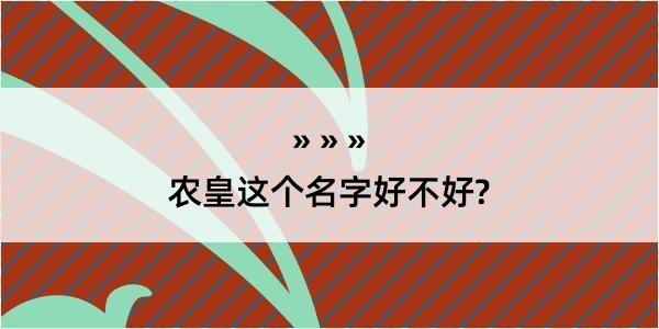 农皇这个名字好不好?