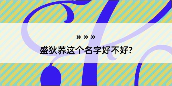 盛狄荞这个名字好不好?